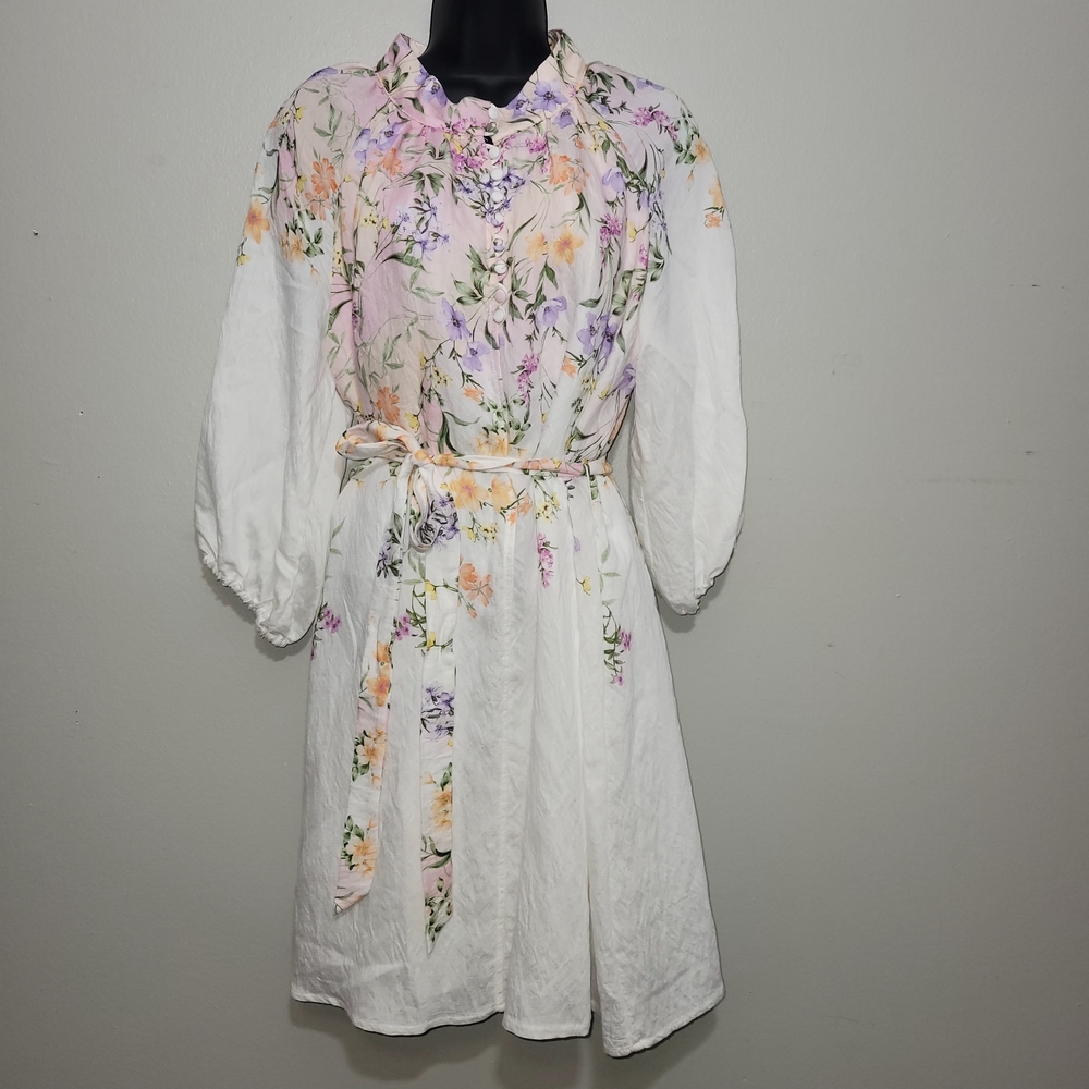 NWT 52seven Floral Print White Dress 16P
